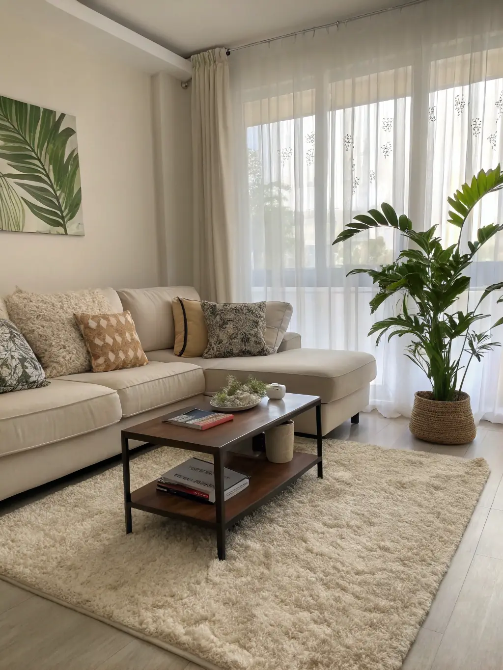 A spotless and well-organized living room after a house cleaning service in a home in Clarksville, TN. The room is bright and welcoming.
