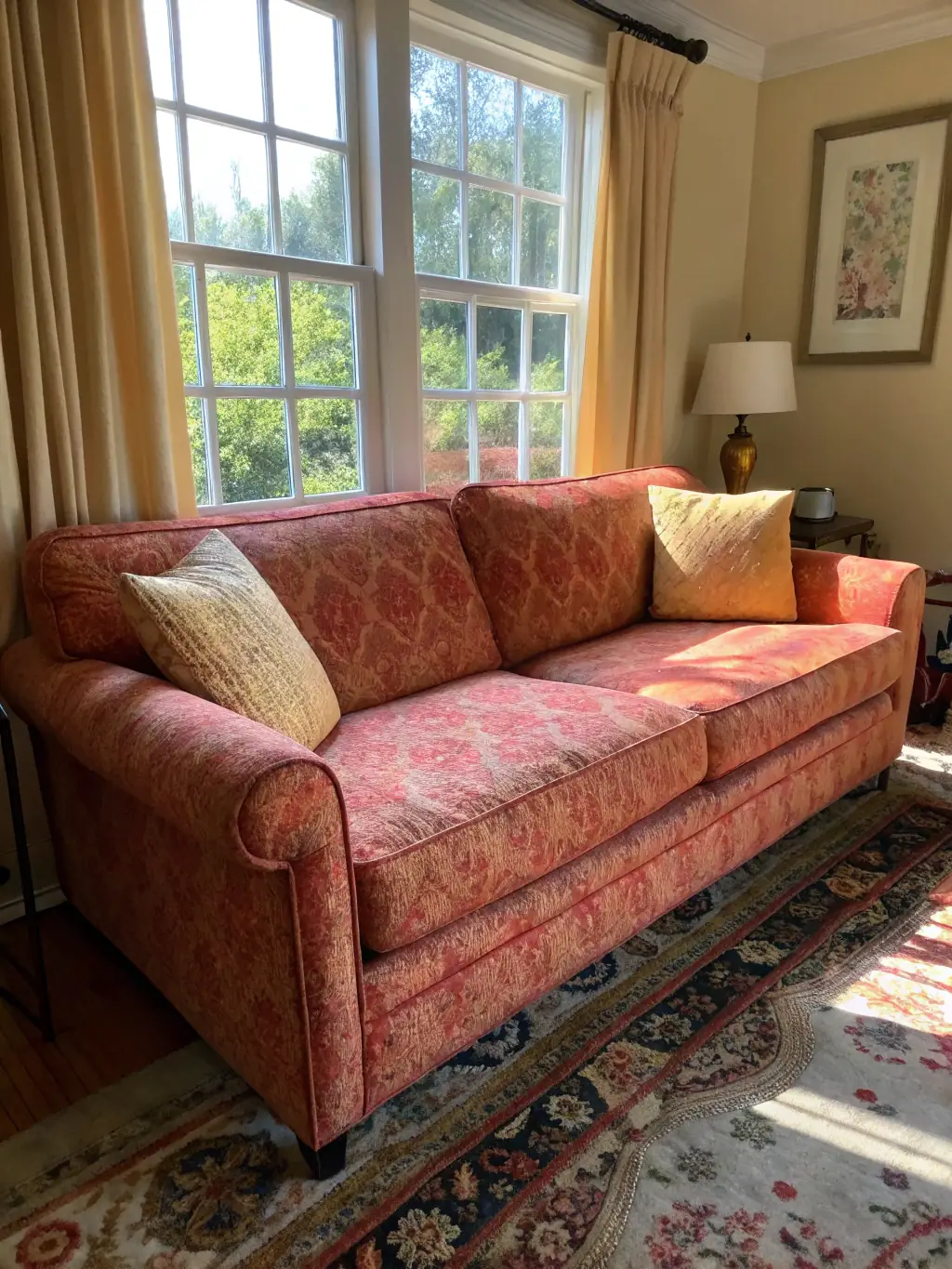 A clean and refreshed sofa after upholstery cleaning in a home in Fort Campbell, KY. The sofa is the focal point, highlighting the cleaning results.