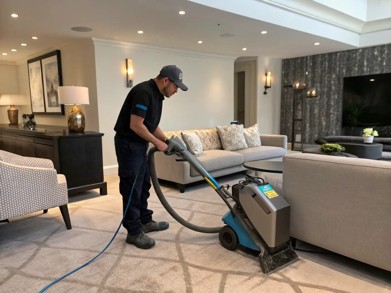 A technician applying a specialized cleaning solution to a delicate oriental rug, showcasing the gentle yet effective cleaning process.