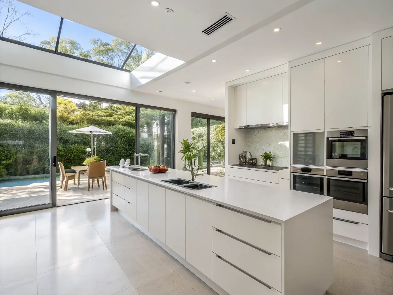 A sparkling clean kitchen, highlighting the effectiveness of Leo's Carpet Cleaning & Housekeeping LLC's deep cleaning service, with gleaming countertops and appliances.